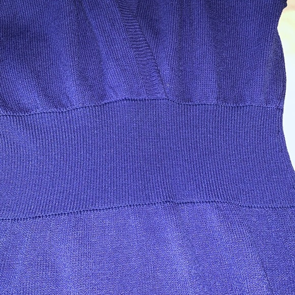Vintage Gorgeous Knitted V-Neck Authentic St John by Marie Gray Dress Royal Blue - Picture 3 of 12